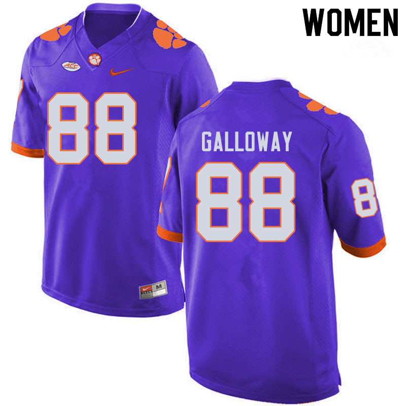Women #88 Braden Galloway Clemson Tigers College Football Jerseys Sale-Purple - Click Image to Close
